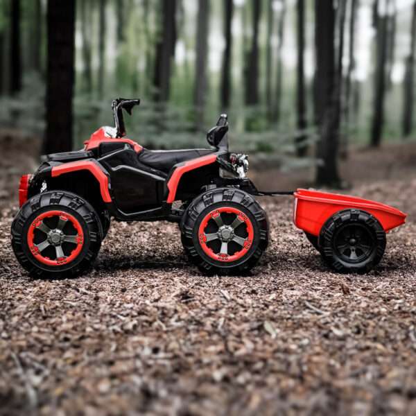 Ride-on electric ATV for children with trailer, Off-road 70W 12V, with leather seat, red - Image 5