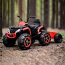 Ride-on electric ATV for children with trailer, Off-road 70W 12V, with leather seat, red
