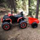Ride-on electric ATV for children with trailer, Off-road 70W 12V, with leather seat, red