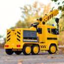 Electric ride-on truck with crane for children, 140W, 12V-10Ah, yellow