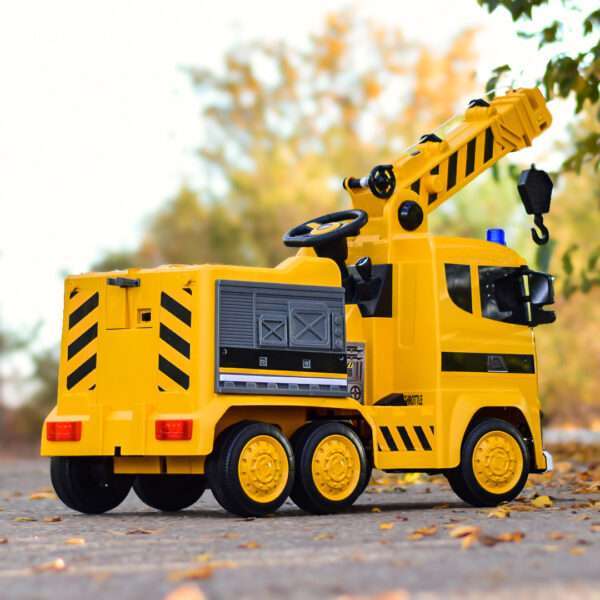 Electric ride-on truck with crane for children, 140W, 12V-10Ah, yellow - Image 5