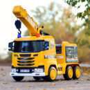 Electric ride-on truck with crane for children, 140W, 12V-10Ah, yellow