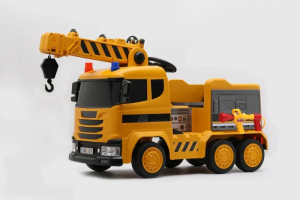 Electric ride-on truck with crane for children, 140W, 12V-10Ah, yellow