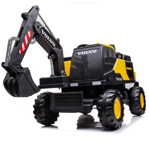 Electric ride on excavator for children Volvo 90W 12V, electric charger, upholstered seat, yellow