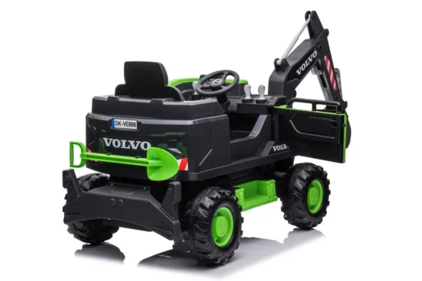 Electric ride on excavator for children Volvo 90W 12V, electric charger, upholstered seat, green - Image 3