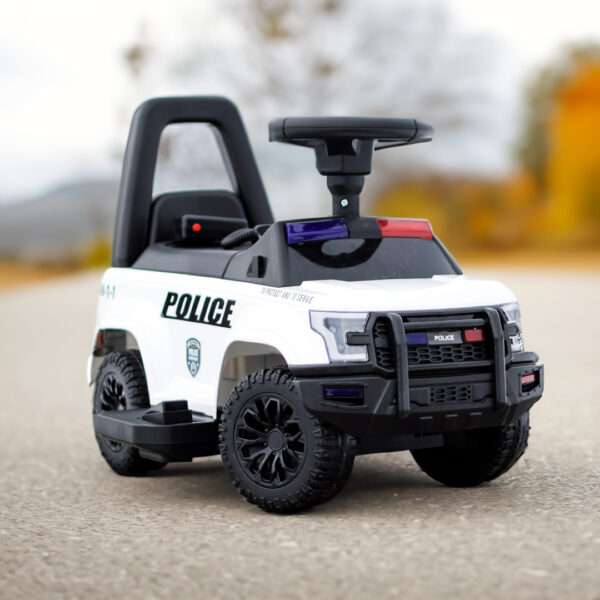 Children s ride on police car, 30W 6V, with megaphone and music player,white - Image 2