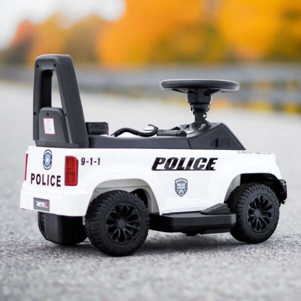 Children s ride on police car, 30W 6V, with megaphone and music player,white - Image 5