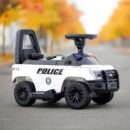 Children s ride on police car, 30W 6V, with megaphone and music player,white