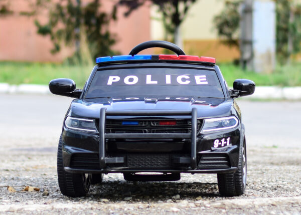 Electric ride-on police car JC666, 70W 12V, leather seat, black - Image 4