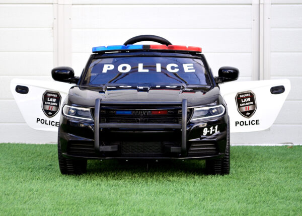 Electric ride-on police car JC666, 70W 12V, leather seat, black