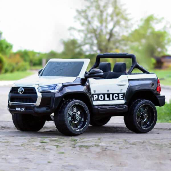 Licensed ride-on car for children Toyota Hilux, police version, 4x4, 180W, 12V-14Ah, premium. white - Image 4