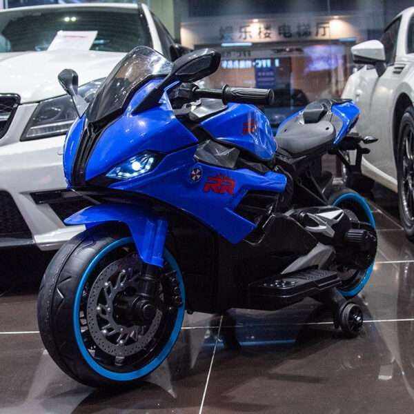 Children s electric motorcycle, B919, bluetooth, 90W, 12V battery, blue - Image 2