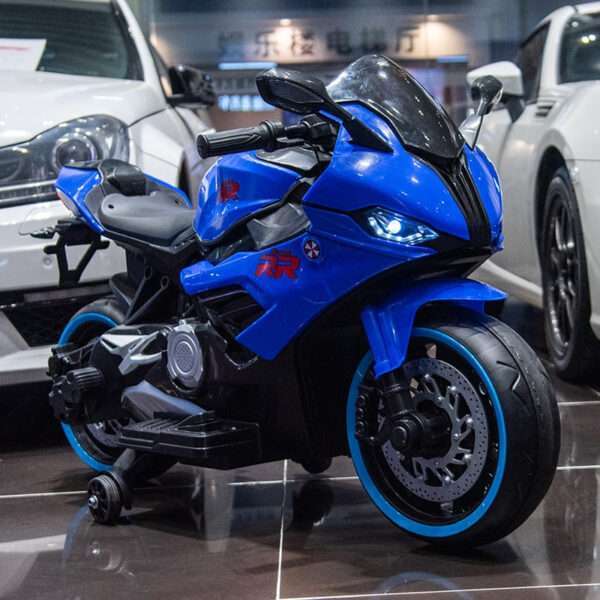 Children s electric motorcycle, B919, bluetooth, 90W, 12V battery, blue - Image 4