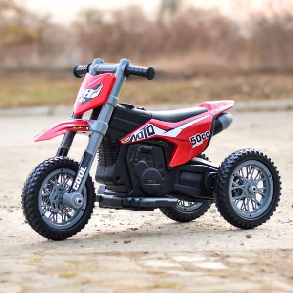 Ride-on electric motorcycle for children, enduro type, 60W, 12V, red - Image 3