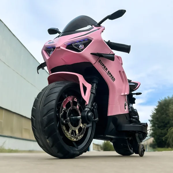 Ride-on motorcycle for children BDQ888, 70W 12V, EVA wheels, bluetooth, pink - Image 2