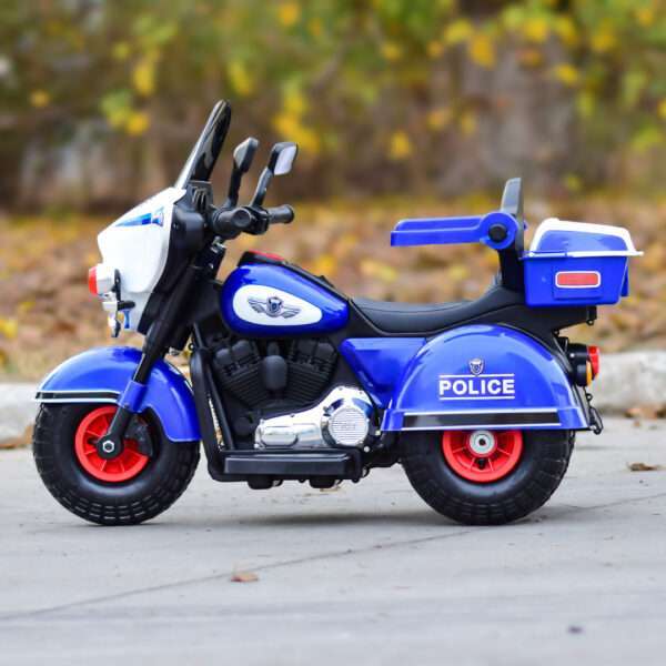 Ride-on motorcycle for children with remote control, inflatable wheels, leather seat, model BJLT609, 50W, 6V-7Ah, blue - Image 5