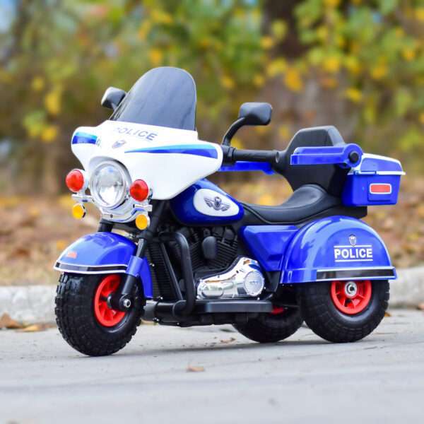 Ride-on motorcycle for children with remote control, inflatable wheels, leather seat, model BJLT609, 50W, 6V-7Ah, blue - Image 3