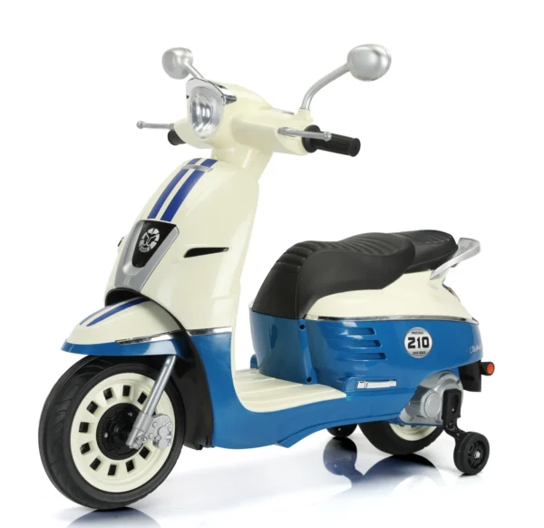 Ride-on electric scooter for children, Retro model, for 2 children,  70W, 12V, premium, bluetooth, albastru