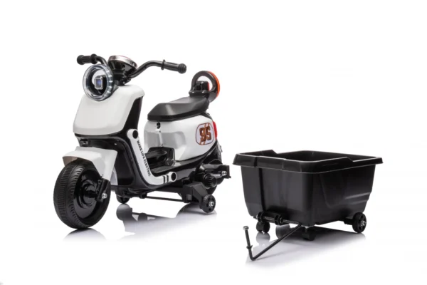 Ride-on scooter for children, with detachable trailer, remote control, model BJBTK3, 70W, white - Image 2