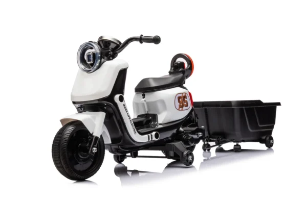 Ride-on scooter for children, with detachable trailer, remote control, model BJBTK3, 70W, white