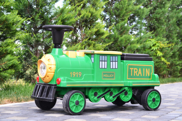Electric ride on train SX1919 for 2 children, removable 12V battery, 90W, soft wheels, music player, green - Image 3