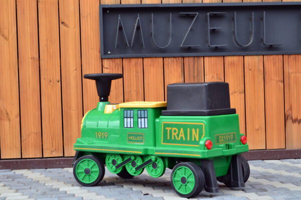 Electric ride on train SX1919 for 2 children, removable 12V battery, 90W, soft wheels, music player, green - Image 4