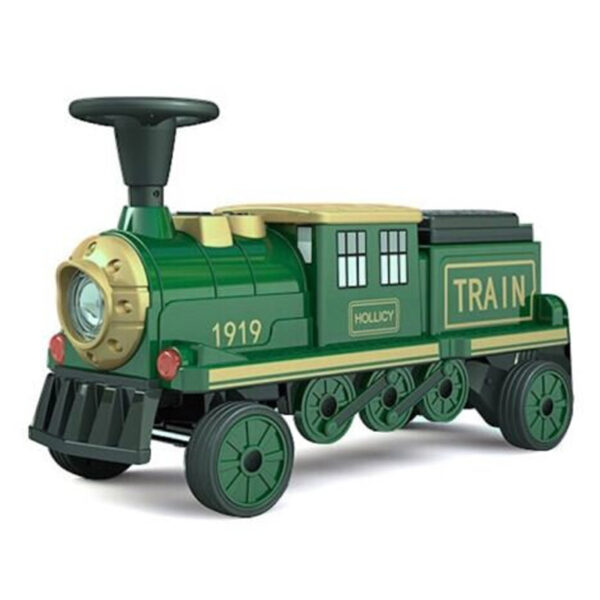 Electric ride on train SX1919 for 2 children, removable 12V battery, 90W, soft wheels, music player, green - Image 2