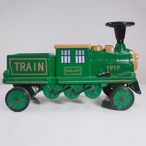 Electric ride on train SX1919 for 2 children, removable 12V battery, 90W, soft wheels, music player, green - Image 5