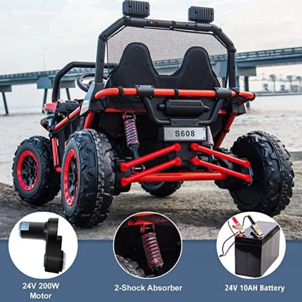 Electric Ride-on UTV with 2 seats, model Dune-Buggy, 400W, 24V, premium, red - Image 3