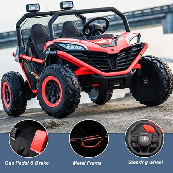 Electric Ride-on UTV with 2 seats, model Dune-Buggy, 400W, 24V, premium, red - Image 4