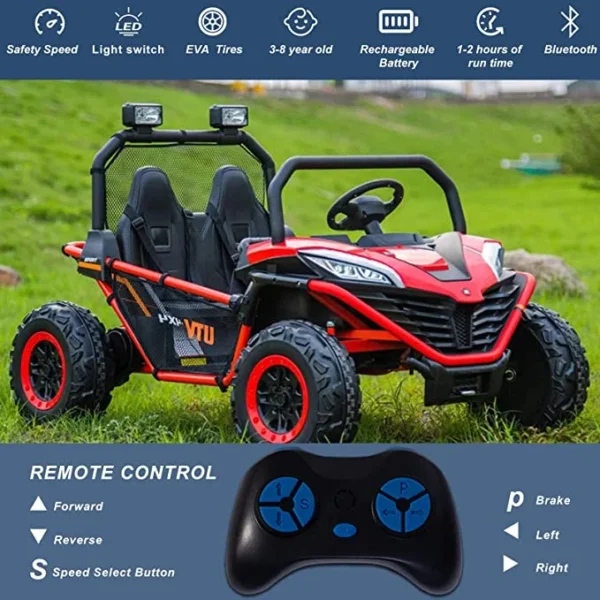 Electric Ride-on UTV with 2 seats, model Dune-Buggy, 400W, 24V, premium, red - Image 2