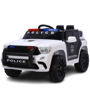 Premium 12V, 120W Children,  s Police Ride-On Car ,   White