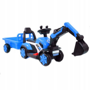 Kids Ride-On Mini Excavator BJXZ219B, 35W 6V, Electric Charger, Trailer, blue