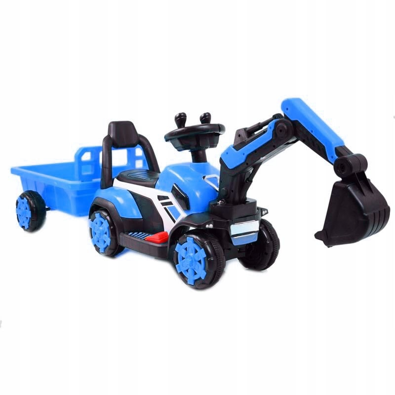 Kids Ride-On Mini Excavator BJXZ219B, 35W 6V, Electric Charger, Trailer, blue