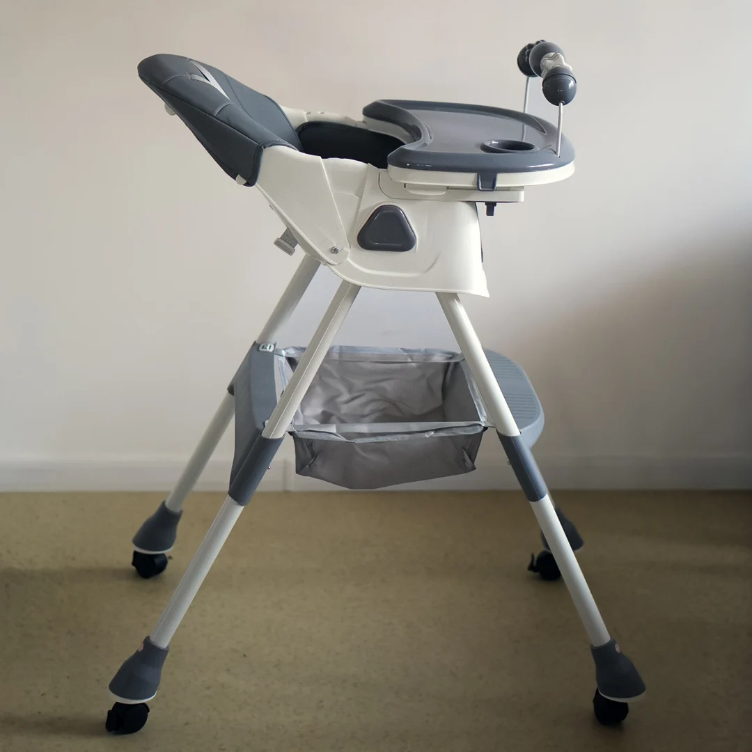 Children, s High Chair Play Chair, Suitable for Ages 6, 36 Months, Adjustable Height, Removable Tray, Safety Harness, gray - Image 4
